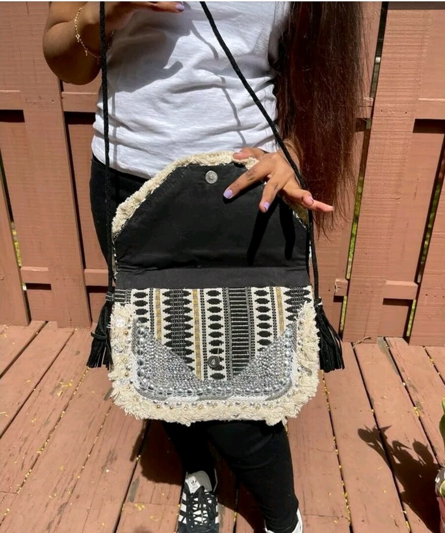 HandMade Banjara Bohemian Bag India Embroidered Crossbody Bag Women's Bag Purse Jute Clutch Boho Crossbody Bag |Aztec Ba MakerPlace by